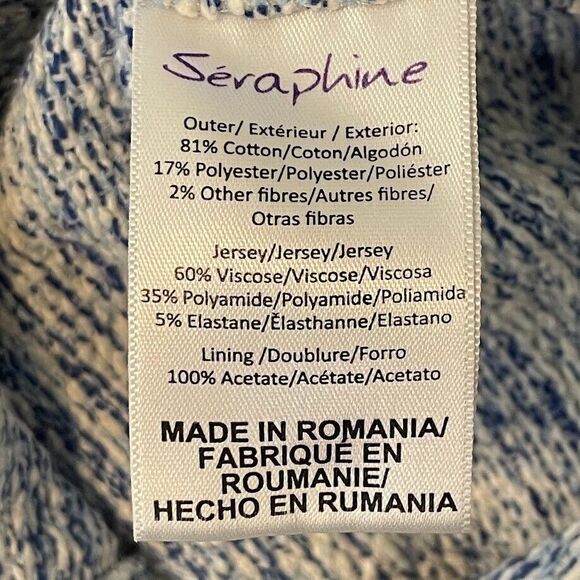 Seraphine Maternity Dress Women's Size 14 Blue Short Sleeve Knee Length Shift - Picture 9 of 16